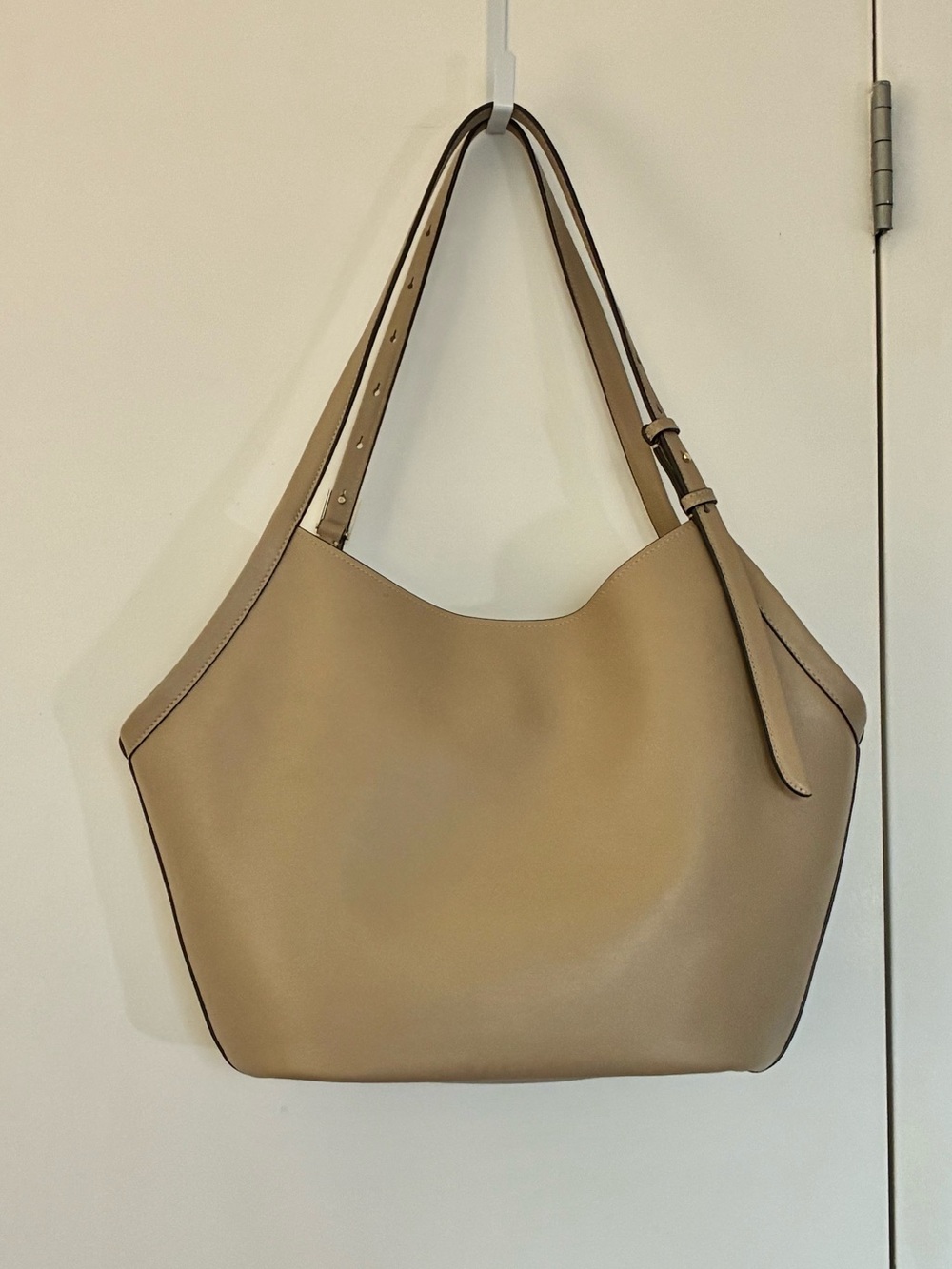 ☀️ Kate Spade Deco Tulip Bag Tote timeless tan taupe greige shoulder beige - Picture 4 of 13